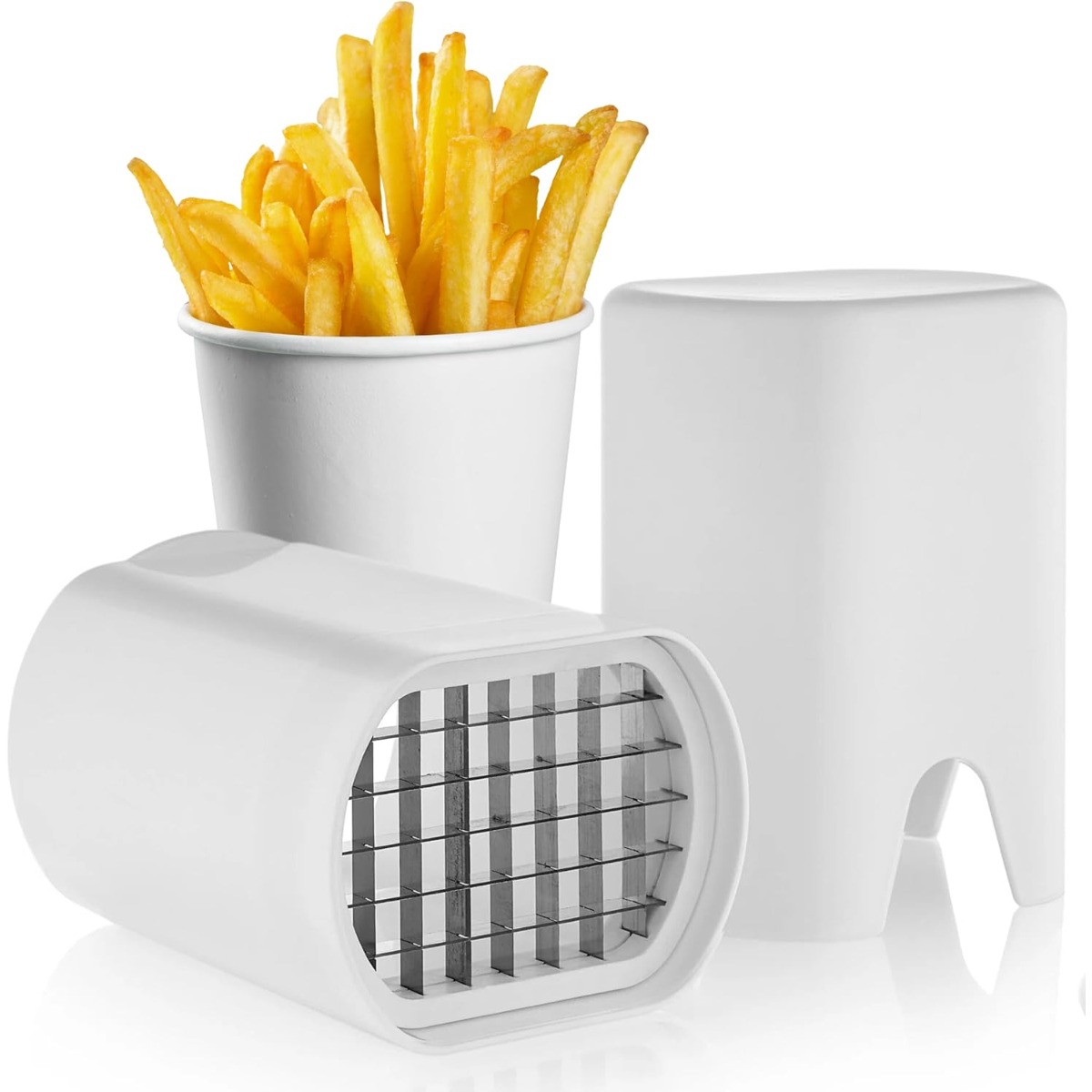 Commercial Potato Peeler - 白いフライドポテトカッターツール、食品と野菜の細断機、手動式、自然なカットで素早く野菜やジャガイモをさいの目切りに、ツール