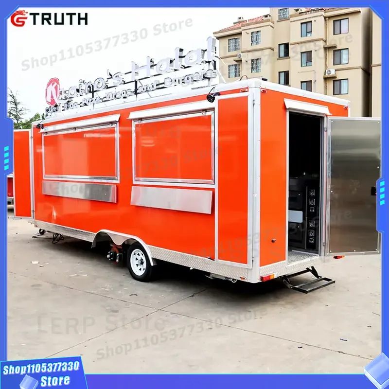 Commercial Kitchen Vendor - 移動式フードトラックトレーラー、ピザ、コーヒー、ファーストフード、屋台、商業用キッチンユニット、フランチャイズ向けに完全装備