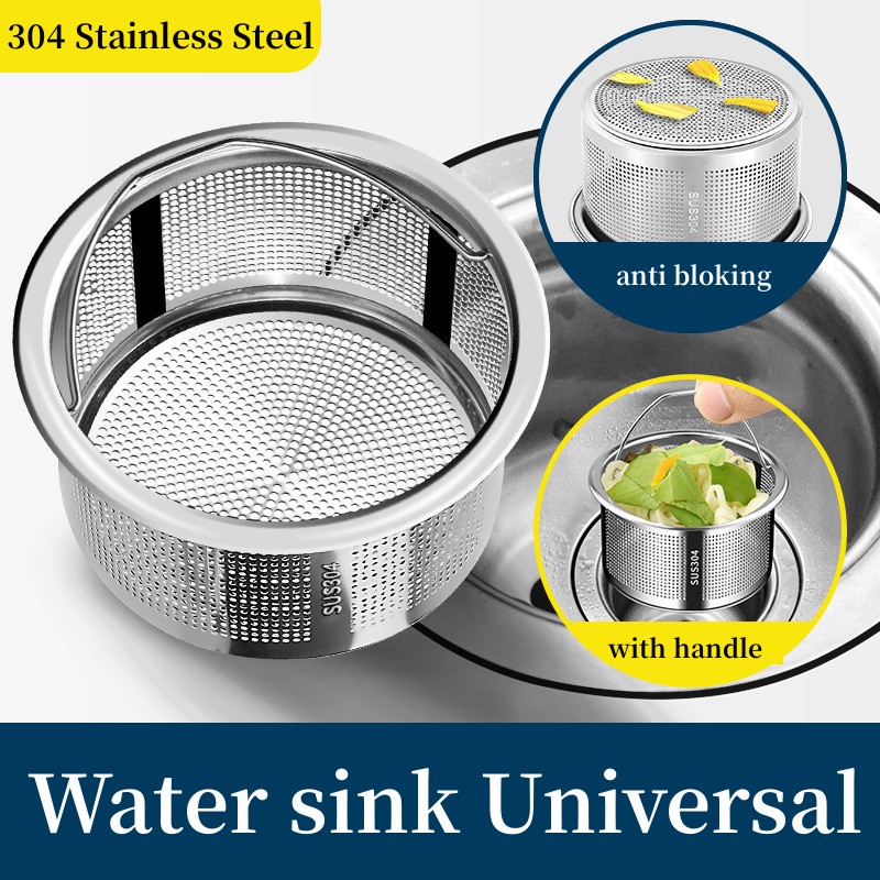 Commercial Kitchen Bin - ステンレス鋼の流し台ストレーナー,99% プラグ,排水カバー,ハンドル付きバスケット,廃棄物フィルター,メッシュ,キッチンアクセサリー