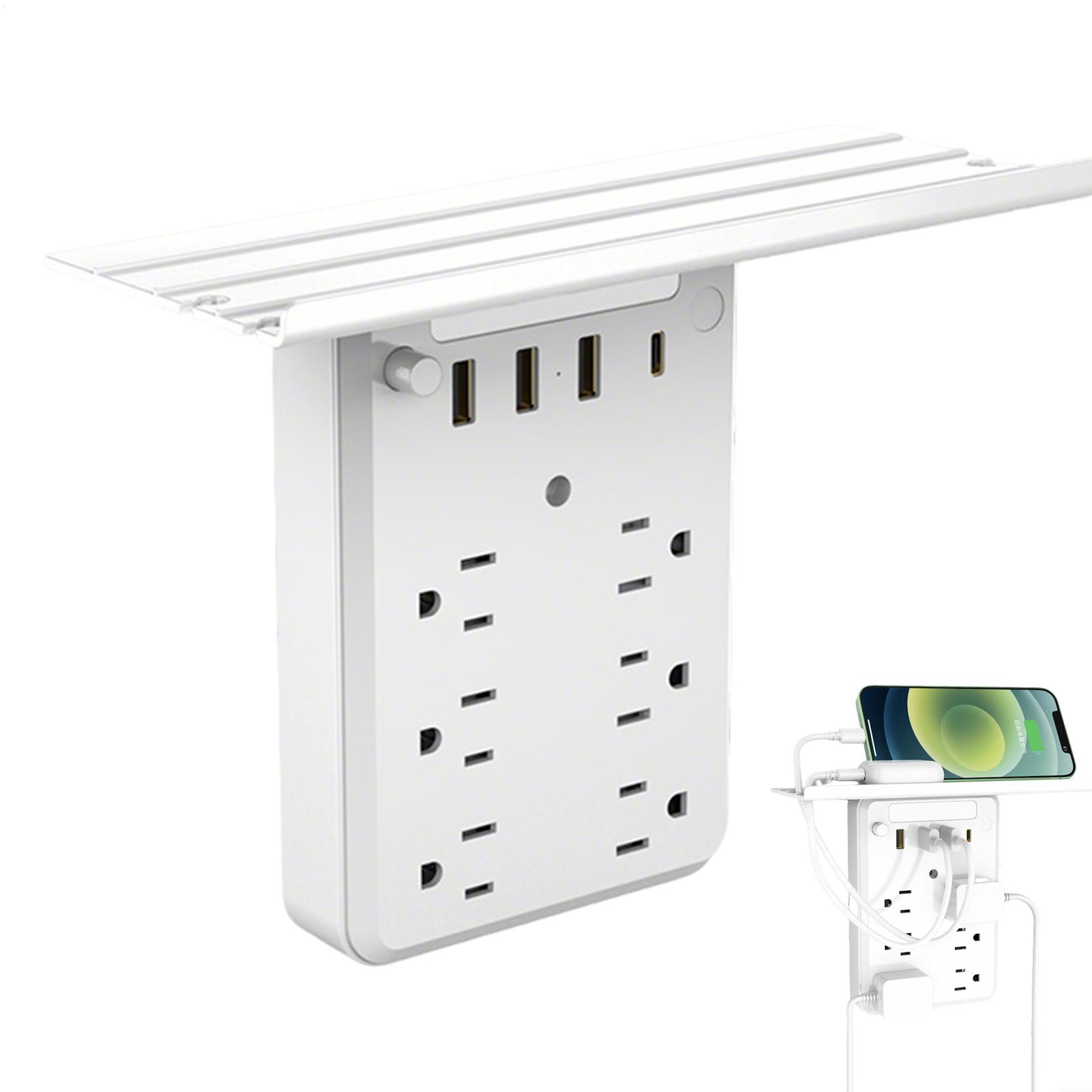 Commercial Kitchen Outlets - 複数コンセント付き壁掛け充電ステーション、棚付きオーバートップ電源充電器棚、家庭用、浴室、キッチン、寮、電子機器用