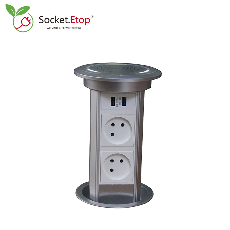 Commercial Kitchen Outlets - イスラエルプラグデスクトップ電動リフティングポップアップソケットキッチンワークトップ隠し電源コンセント2個デュアルUSB充電ポート