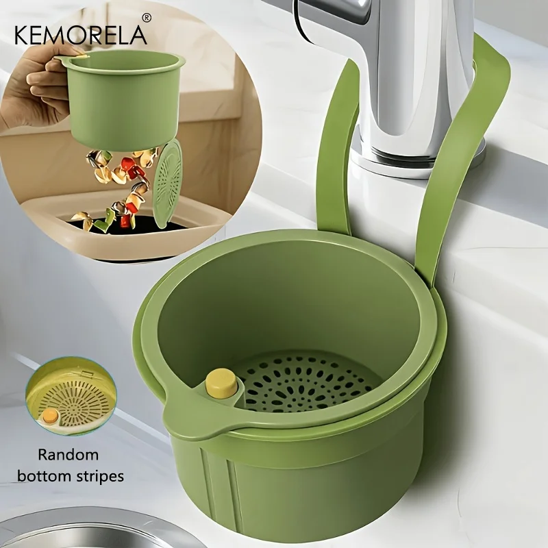 Commercial Kitchen Bin - 1個入りセルフクリーニングキッチンシンクストレーナーバスケット、自動排出式排水口用ゴミキャッチャー、蛇口吊り下げ式排水バスケット、ゴミフィルター