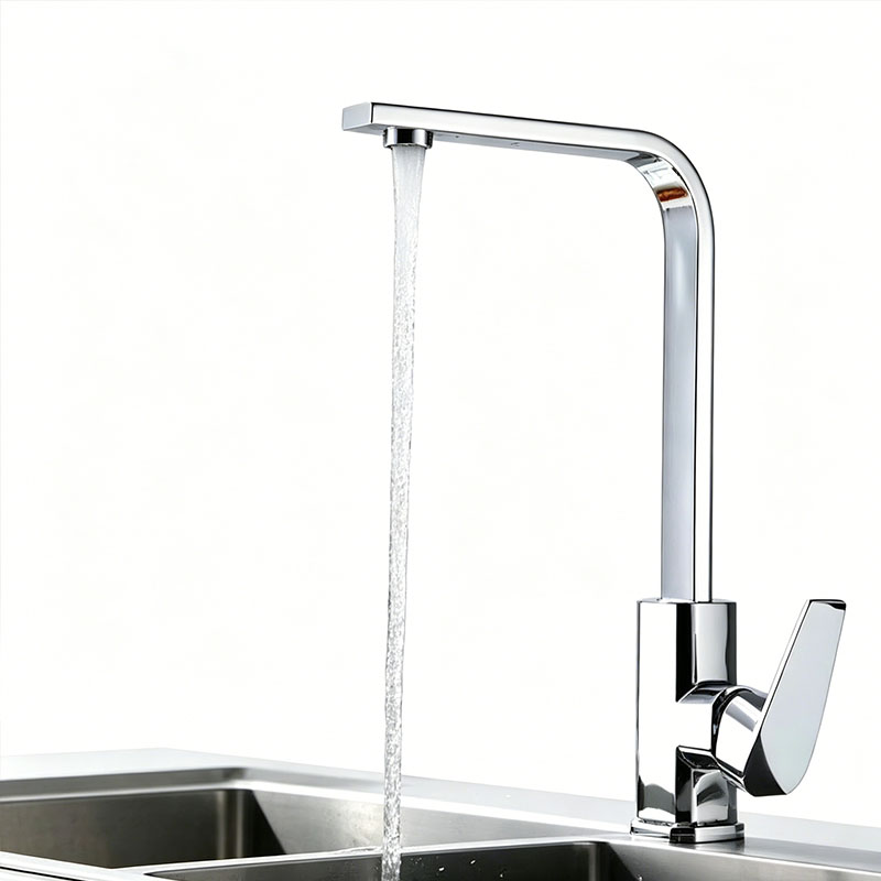 Commercial Kitchen Water Filter - 耐久性のあるキッチン蛇口、セラミックバルブコア付き、多層電気メッキシングルハンドル混合水栓、温冷水栓