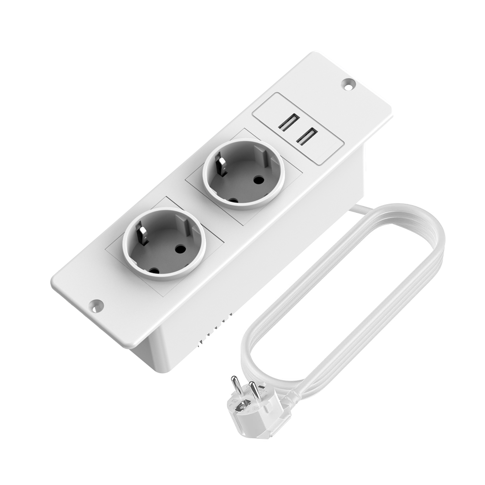 Commercial Kitchen Outlets - EU規格の埋め込み式電源タップ、2つのUSB Aポート内蔵、デスク、キッチン、作業台、家具用マルチコンセント延長コード