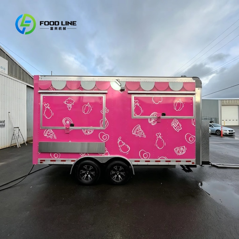 Commercial Kitchen Vendor - カスタムポータブルフードトラックカート（車輪付き）商業用モバイルキッチントレーラー、屋台やイベント向けに設計