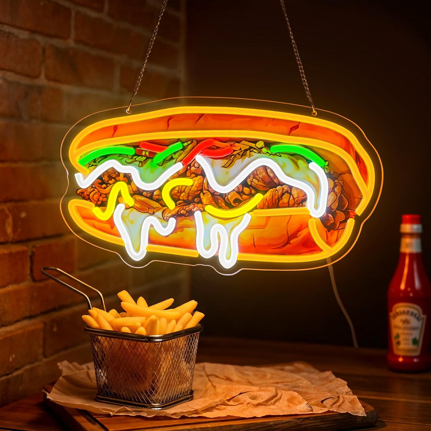 Commercial Kitchen Vendor - フィラデルフィアチーズステーキネオンサインUSB電源手作りLEDライトファーストフードレストランフードトラック屋台ダイナーキッチン装飾