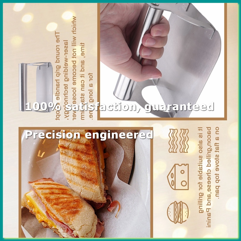 Commercial Kitchen Usa - キッチンステンレススチールステーキウェイト/ハンドル付きベーコン、ヘビーウェイトグリル業務用グレードバーガー-A07G