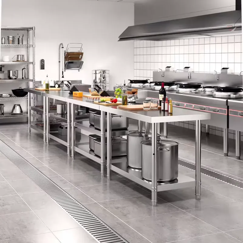 業務用厨房作業台 ステンレス製 バックガード付き ホテル・レ - Commercial Kitchen Backsplash のレビューと価格
