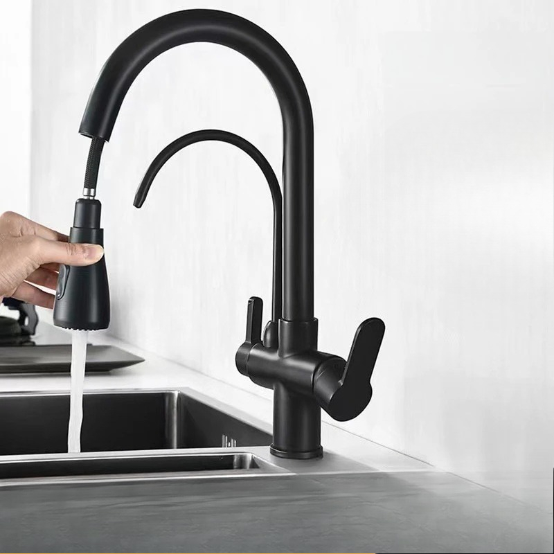 業務用キッチン水栓、デュアル機能プルダウンスプレー付き、3  - Commercial Kitchen Water Filter のレビューと価格