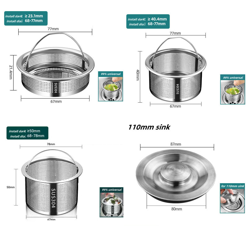 ステンレス鋼の流し台ストレーナー,99% プラグ,排水カバー - Commercial Kitchen Bin のレビューと価格