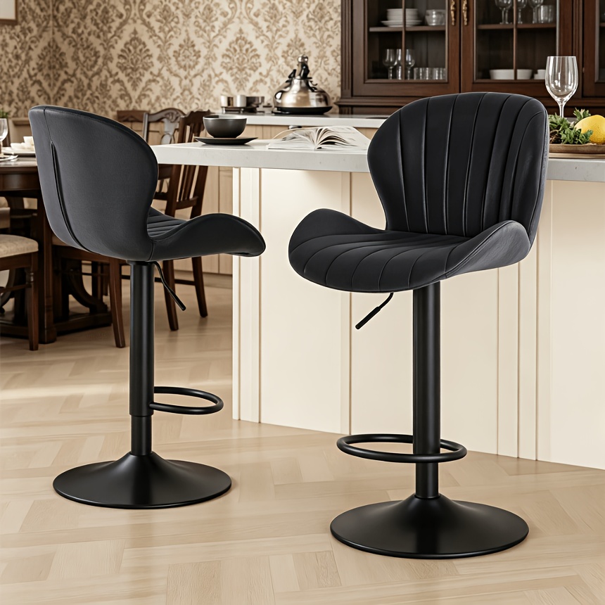 モダンな調節可能な回転バースツール2個セット、PUレザークッ - Commercial Kitchen Requirements のレビューと価格