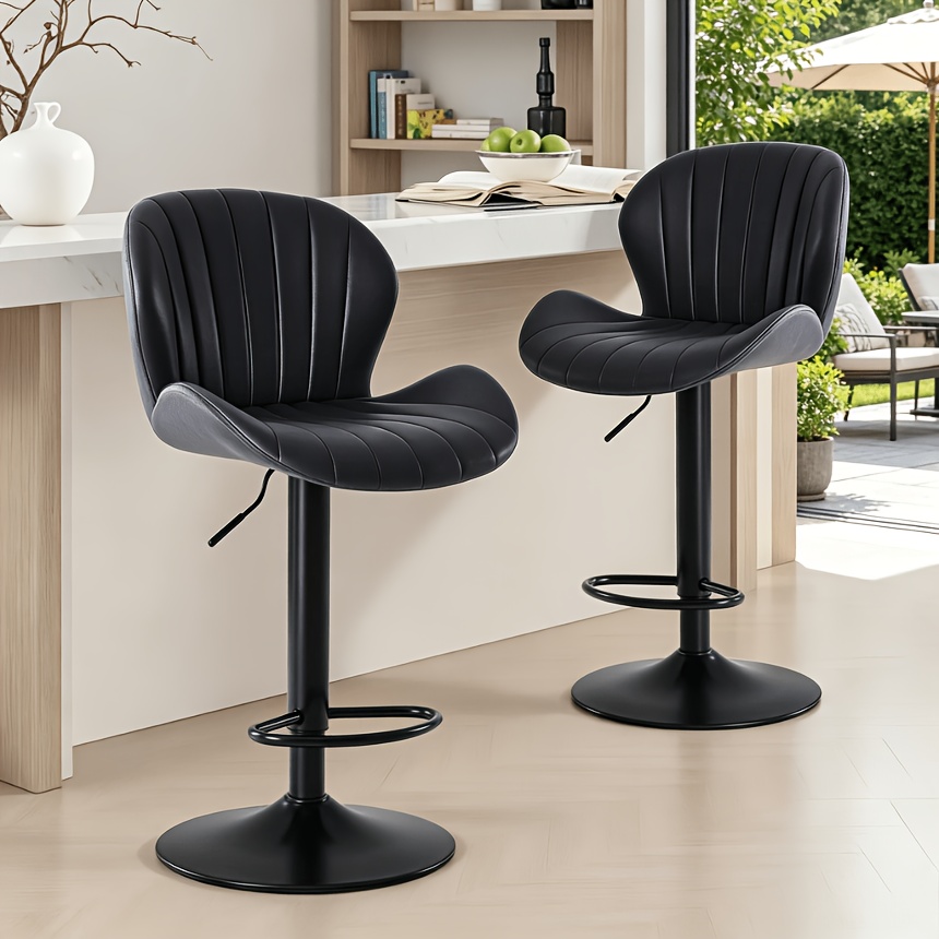 モダンな調節可能な回転バースツール2個セット、PUレザークッ - Commercial Kitchen Requirements のレビューと価格