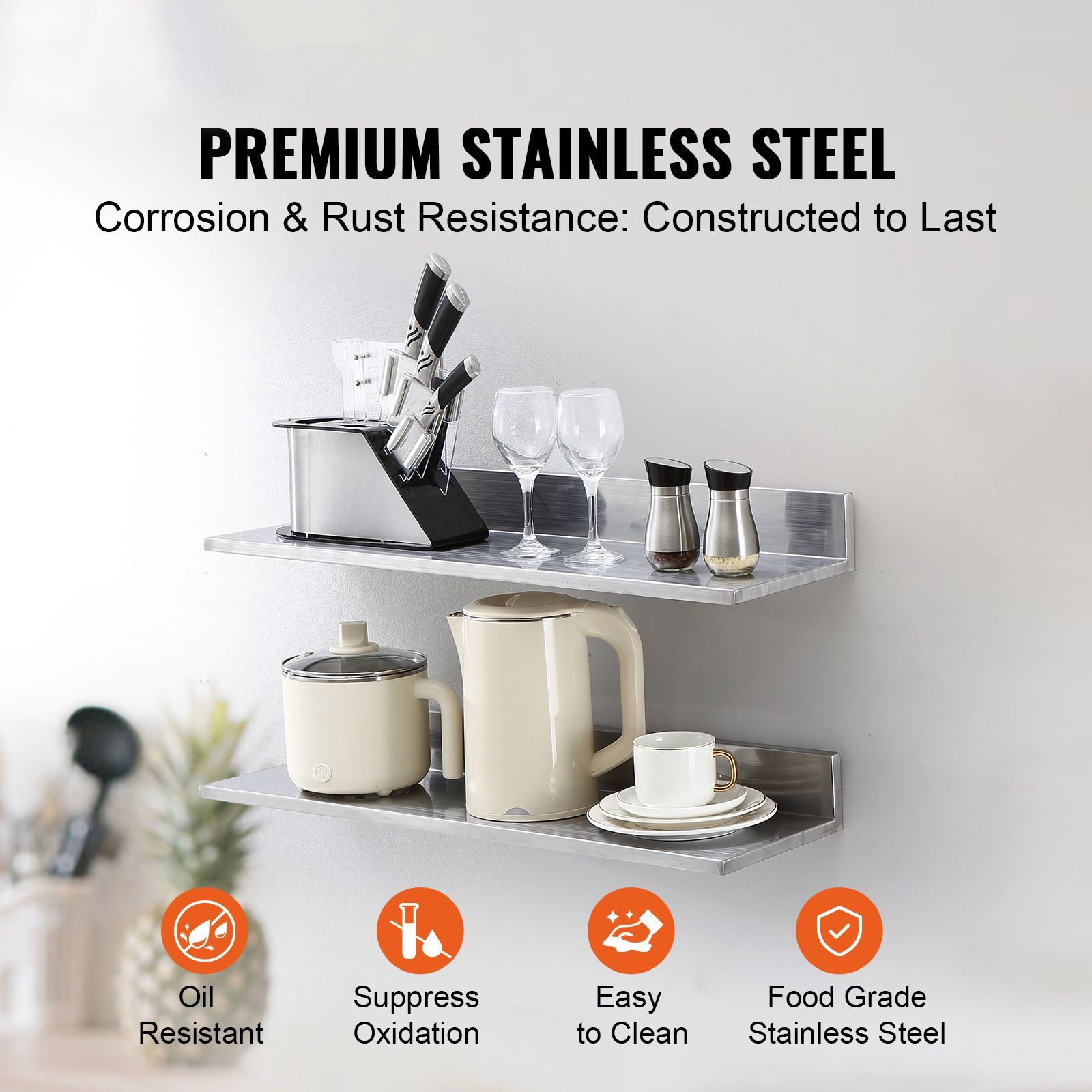 8.6インチ x 30インチ ステンレススチール製棚、背面ガ - Commercial Kitchen Backsplash のレビューと価格