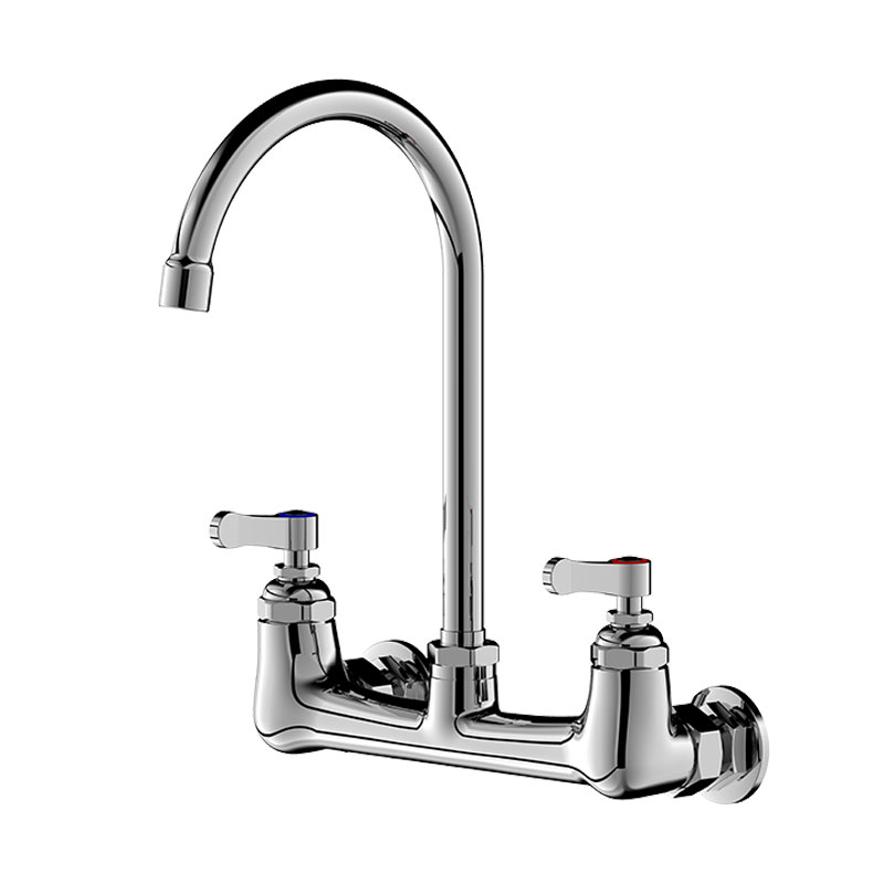 ダブルホール壁取り付け混合蛇口 - スイングノズルとスイベル - Commercial Kitchen Taps のレビューと価格