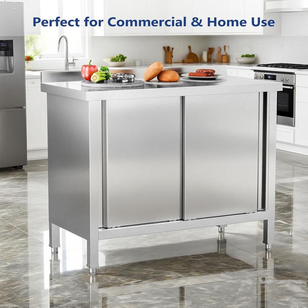 ステンレス製キャビネット付きテーブル 39インチ x 19イ - Commercial Kitchen Backsplash のレビューと価格