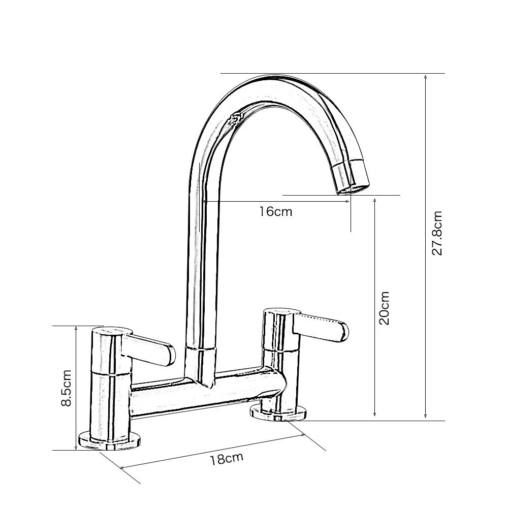 モダンなダブルハンドル真ちゅう製シンクタップ、360 ° ス - Commercial Kitchen Taps のレビューと価格