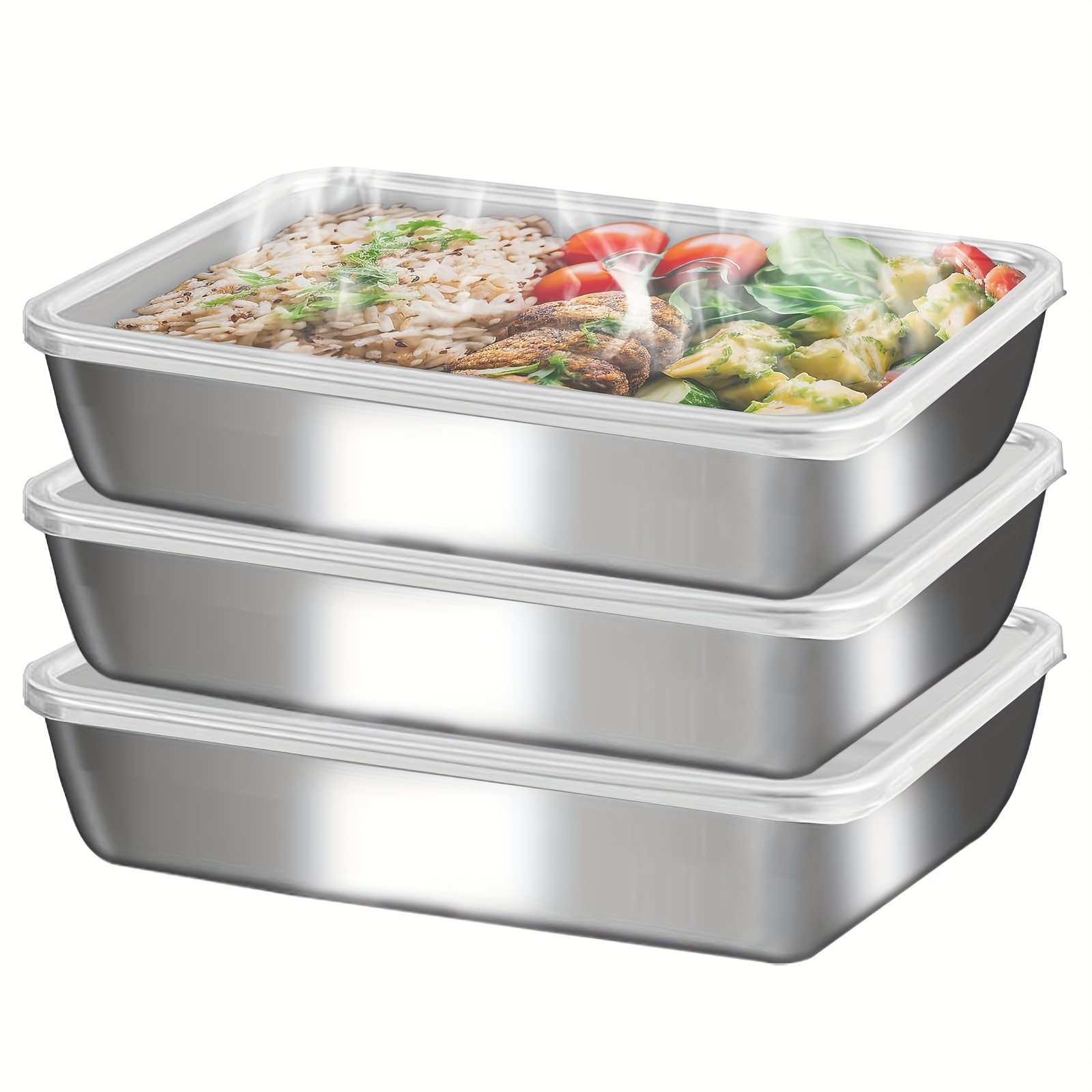 3個入りステンレス製食品容器＆ランチボックス、漏れ防止スタッ - Commercial Kitchen Setup のレビューと価格