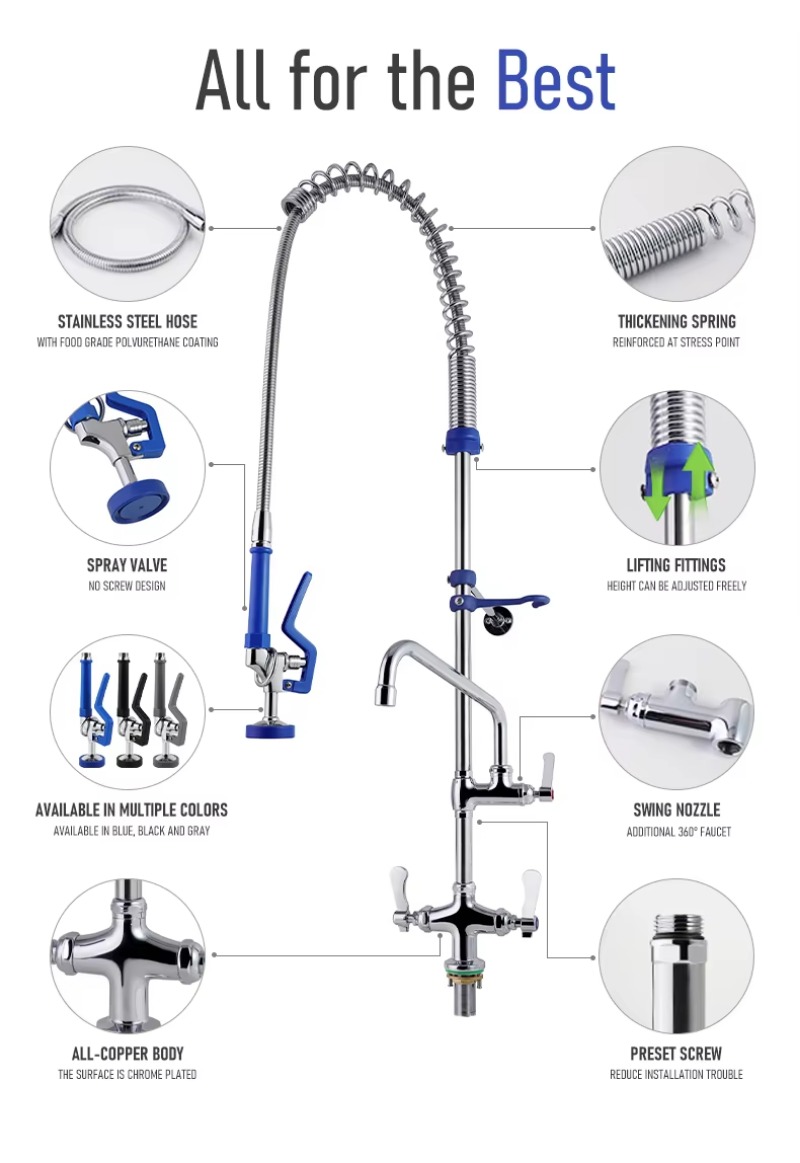 インダストリアルスタイル38インチ大型キッチン蛇口、レストラ - Commercial Kitchen Taps のレビューと価格