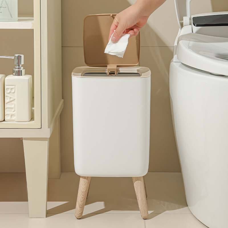 10L ホワイト木製ゴミ箱 蓋付き、背の高い脚付きペダル式ゴ - Commercial Kitchen Bin のレビューと価格