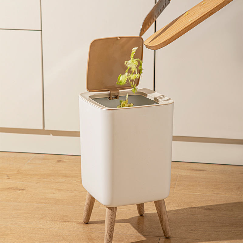 10L ホワイト木製ゴミ箱 蓋付き、背の高い脚付きペダル式ゴ - Commercial Kitchen Bin のレビューと価格