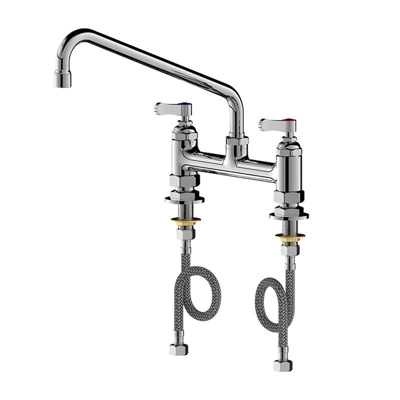 商業用ダブルホールデッキマウントミキシング蛇口 スイングノズ - Commercial Kitchen Taps のレビューと価格