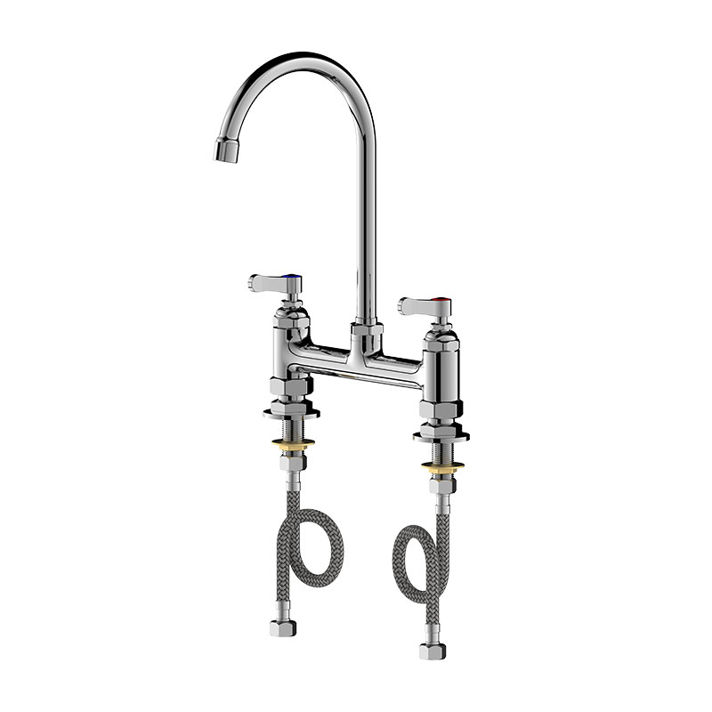 商業用ダブルホールデッキマウントミキシング蛇口 スイングノズ - Commercial Kitchen Taps のレビューと価格