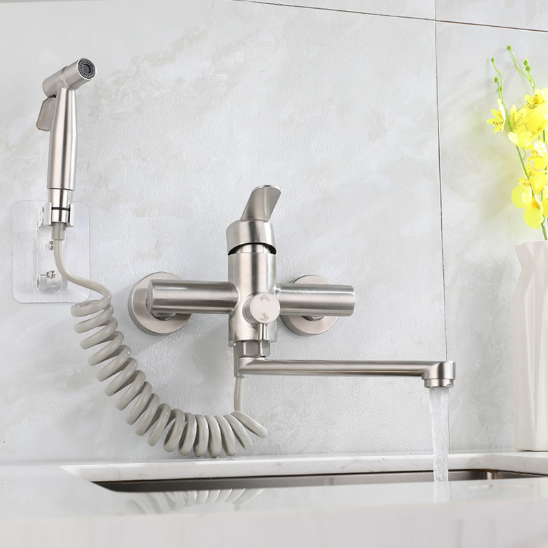 スプレーセンター付き壁掛け式キッチン蛇口,つや消しニッケル, - Commercial Kitchen Taps のレビューと価格