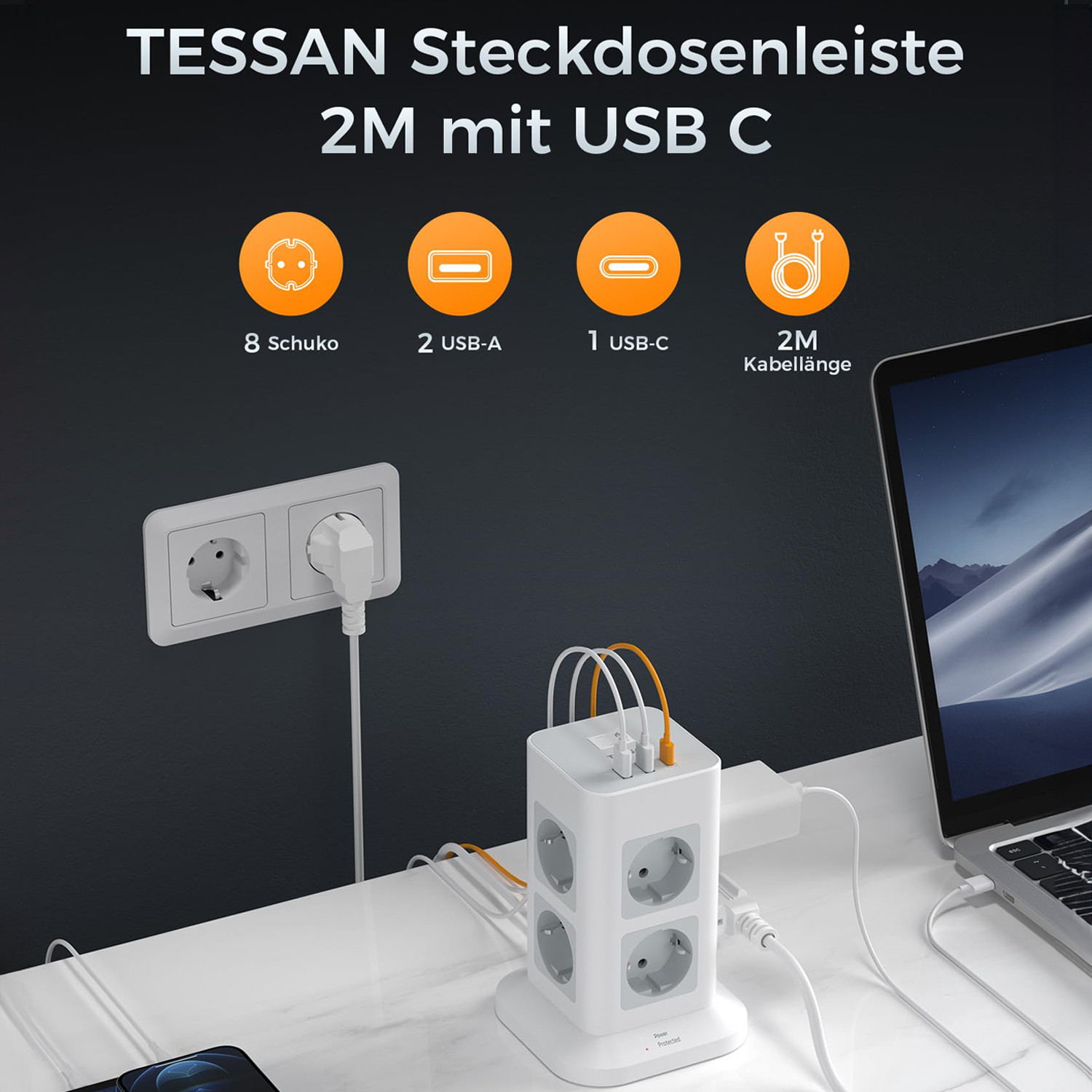 テッサンタワー電源タップ、USB A +1 Type Cポー - Commercial Kitchen Outlets のレビューと価格